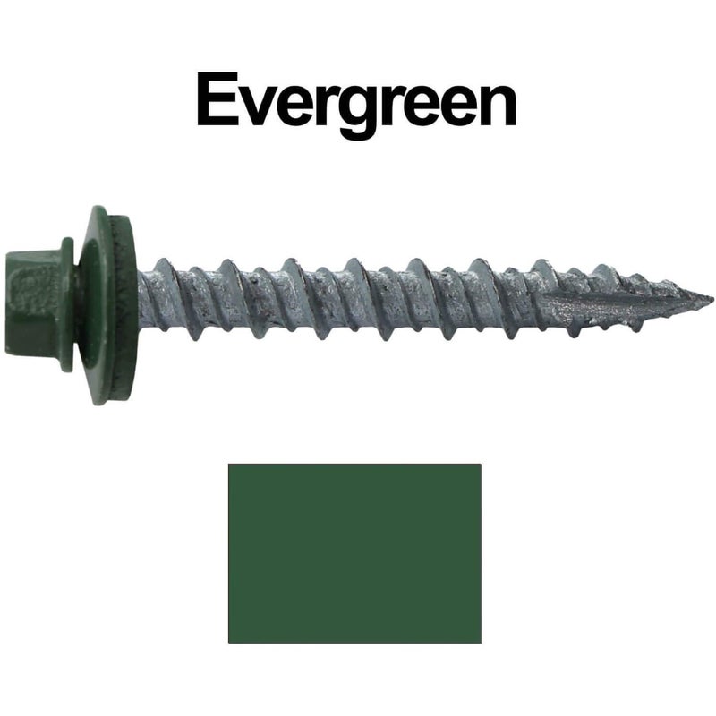 Jake Sales Metal Roofing Screws: (250) 10 x 1-1/2" Evergreen Hex Head Sheet Metal Roof Screw. Self Starting Metal to Wood siding Screws. EPDM Washer. Colored Head - Image 3